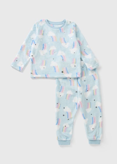 Girls Blue Cloud Plush Pyjama Set (1-7yrs)