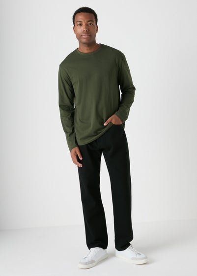 Khaki Essential Crew Neck Long Sleeve T-Shirt