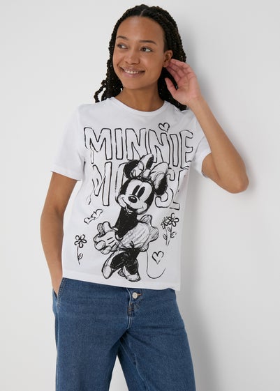 Minnie Mouse White Printed T-Shirt