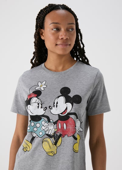 Minnie & Mickey Mouse Grey Printed T-Shirt