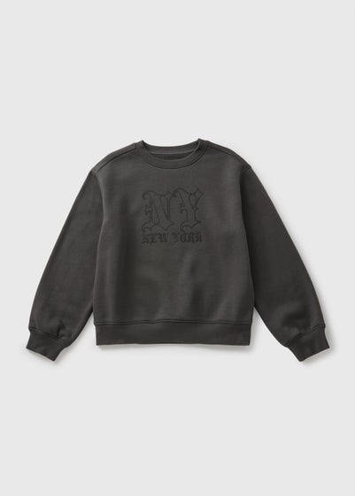 Boys Grey New York Crewneck Sweatshirt (7-15yrs)