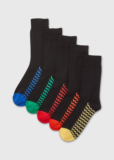 5 Pack Black ZIgzag Socks