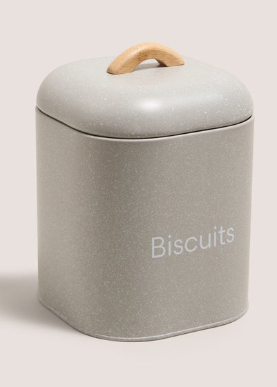 Grey Speckled Biscuit Tin (14.5cm × 14.5cm × 18cm)