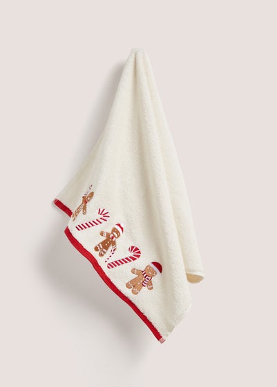 Christmas Gingerbread Embroidered Towel