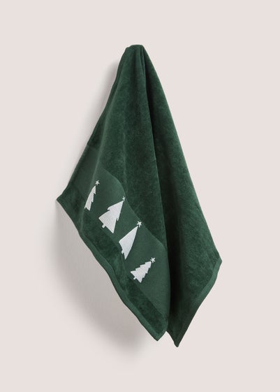 Green Tree Woven Hand Towel