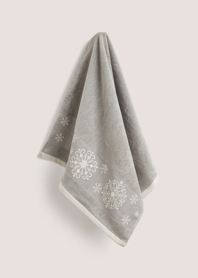 Grey Christmas Snowflake Hand Towel (45cmx75cm)