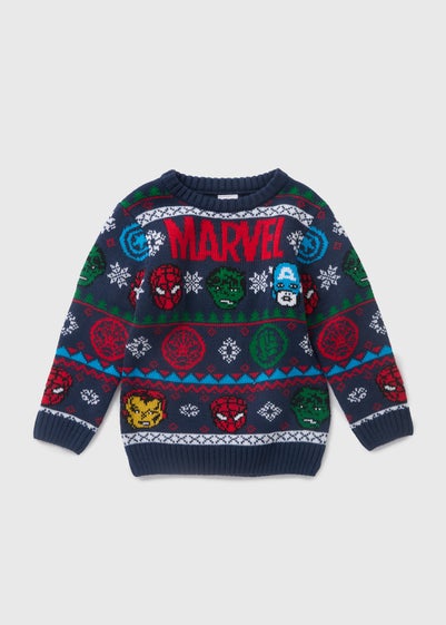 Marvel Kids Navy Christmas Jumper (1-12yrs)