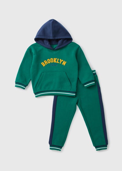 Boys Green Brooklyn Hoodie & Jogging Bottom Set (1-7yrs)