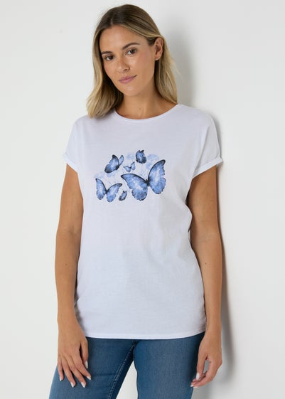 White Butterfly Graphic T-Shirt