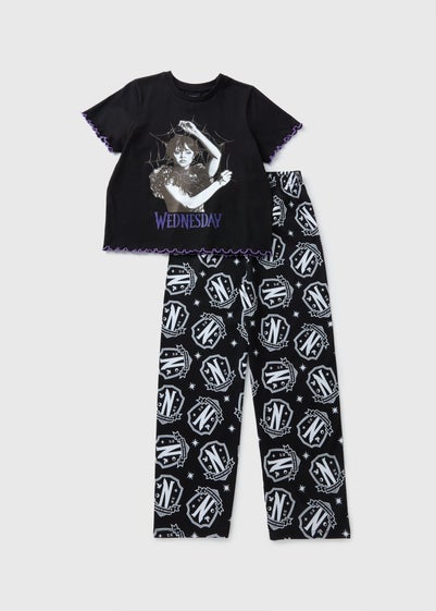 Wednesday Kids Black Top & Bottoms Pyjama Set (7-13yrs)