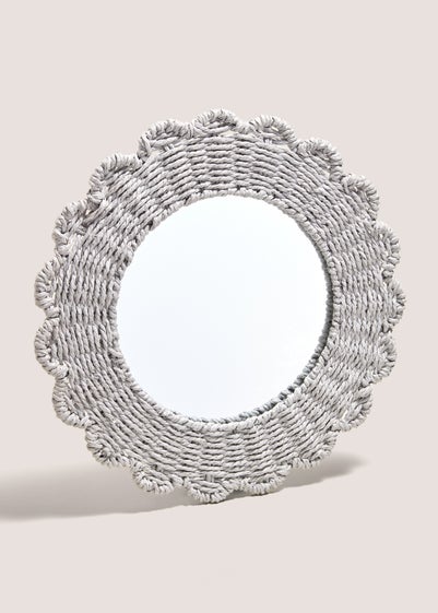 Grey Scallop Edge Mirror (42cm x 15cm x 52cm)