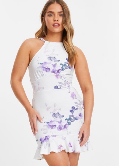 Quiz Purple Petite Floral Bodycon Dress