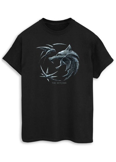 The Witcher Wolf Logo Black Printed T-Shirt