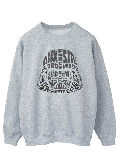 Star Wars Darth Vader Text Head Heather Grey Printed Sweatshirt