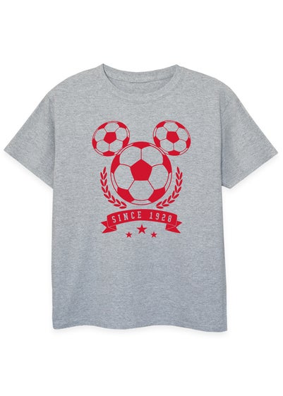 Disney Kids Heather Grey Mickey Mouse Football Head Printed T-Shirt (3-13 yrs)