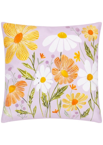 Wylder Nature Lilac Wildflower Filled Outdoor Cushions (43cm x 43cm x 8cm) - One Size