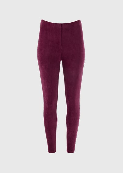 Burgundy Velvet Corduroy Leggings