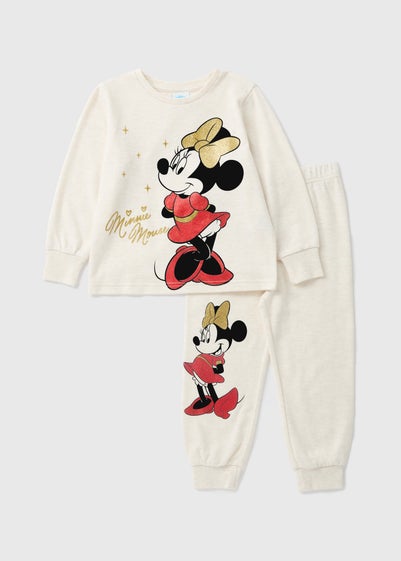 Disney Girls Cream Minnie Mouse Pyjama Set (1-7yrs)