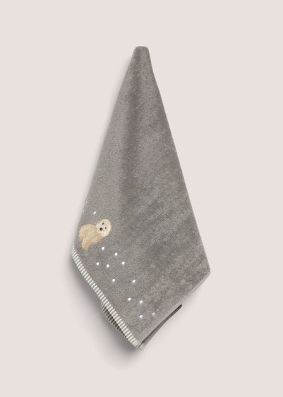 Grey Cockapoo Embroidered Hand Towel