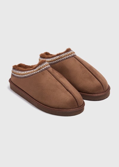 Tan Faux Suede Slippers