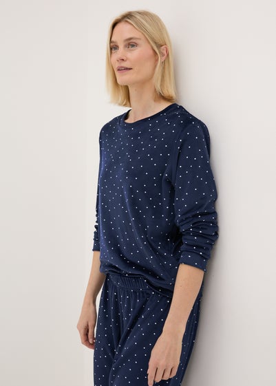 Navy Fleece Spot Loungewear Set