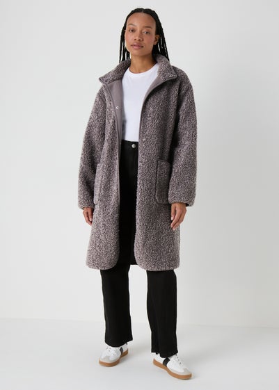 Grey Long Borg Coat