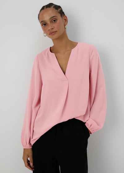 Pink V-Neck Blouse