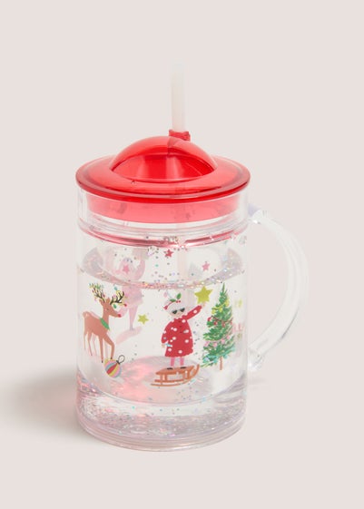 Red Christmas Glitter Tumbler (11cm x 8cm x 17cm)