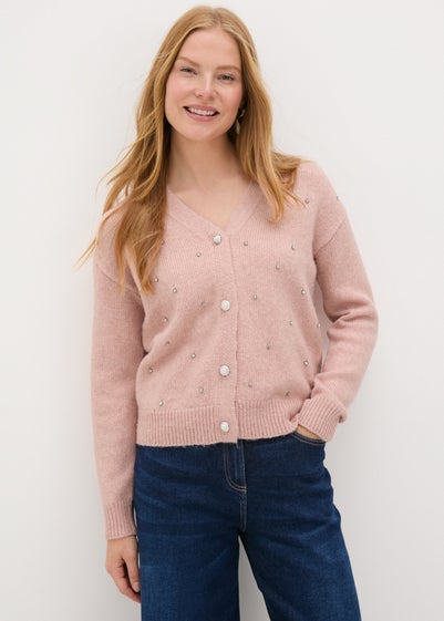 Pink Embellished Cardigan