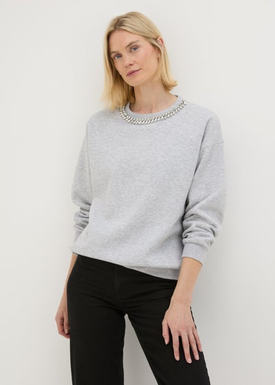 Grey Embellished Sweatshirt