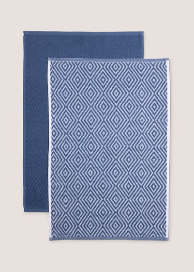 2 Pack Blue Geometric Tea Towels