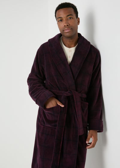 Burgundy Check Dressing Gown