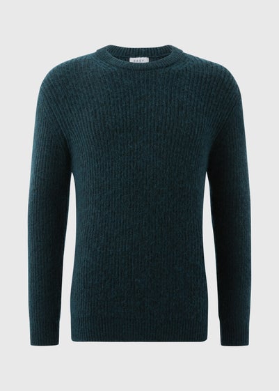 Teal Ribbed Crew Neck Jumper