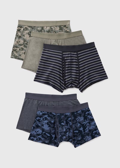 5 Pack Multicolour Camo Keyhole Boxers