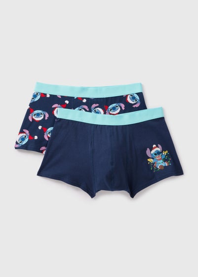 2 Pack Disney Navy Stitch Christmas Boxers