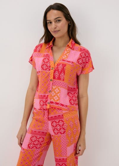 Red Patterned Co Ord Shirt