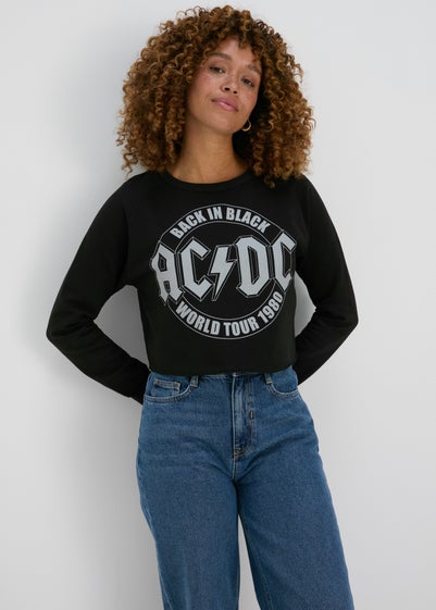 Black ACDC Crop Sweatshirt