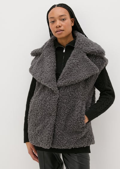 Grey Oversized Borg Gilet