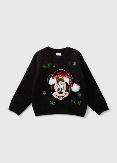 Minnie Mouse Girls Christmas Knit Jumper (1-12yrs)