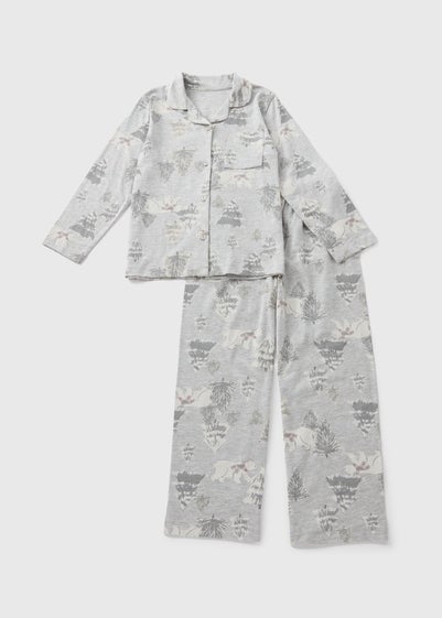 Wondrous Kids Grey Christmas Bear Top & Bottoms Pyjama Set (1-13yrs)