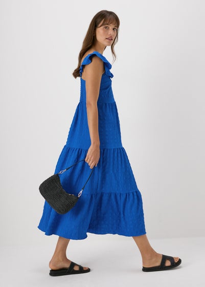 Blue Tiered Midaxi Dress