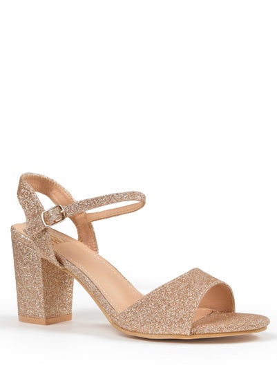 Where's That From Champagne Glitter Paityn Low Block Heel Sandals