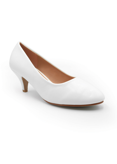 Where's That From White Pu Shea Low Heel Court Pumps