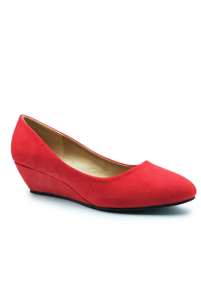 Where's That From Red Suede Kieran Platform Wedge Court Shoes