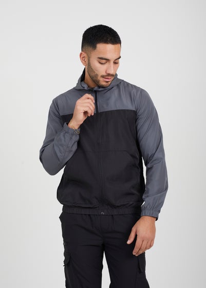 Brave Soul Grey Ash Lightweight Colourblock Windrunner Jacket