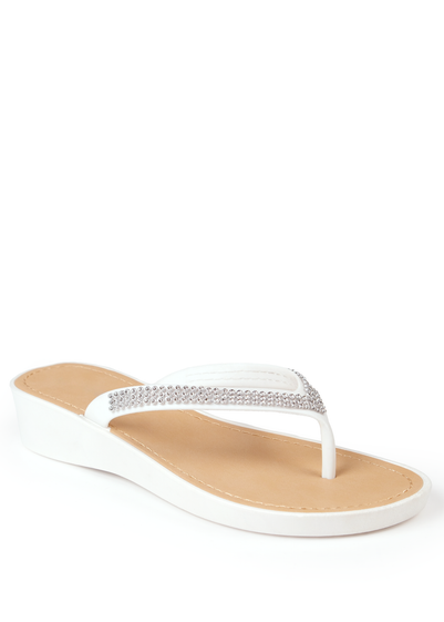 Where's That From White Kimora Wedge Flip Flops