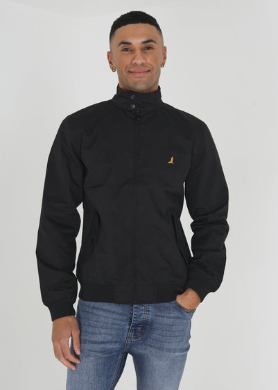 Brave Soul Black Harrington Jacket With Ribbed Cuffs