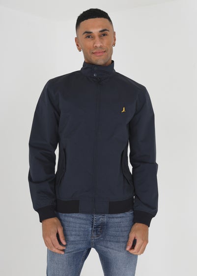 Brave Soul Navy Falcon Harrington Jacket With Ribbed Cuffs