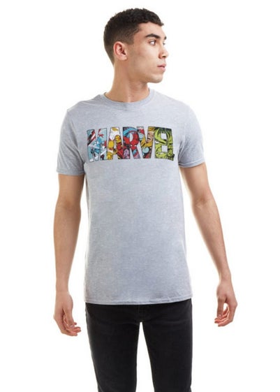 Marvel Grey Comic Strip Logo T-Shirt