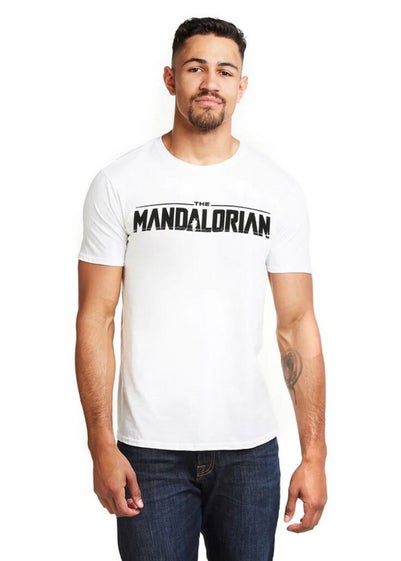 Star Wars White The Mandalorian Logo T-Shirt